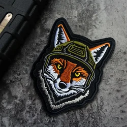 Parche táctico de zorro para casco, parches de gancho y bucle bordados divertidos, insignia de moral militar, brazalete del ejército, pegatinas para mochila