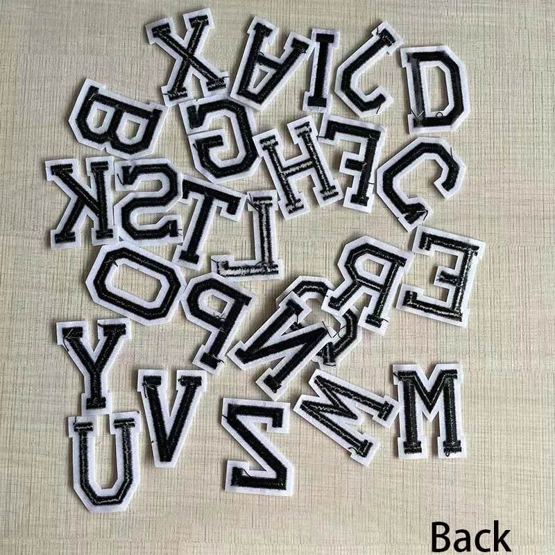 Parches de tela con letras del alfabeto A ~ Z/negro, pegatinas de transferencia, apliques bordados, parche para planchar para ropa, insignias de uniforme - imagen 4