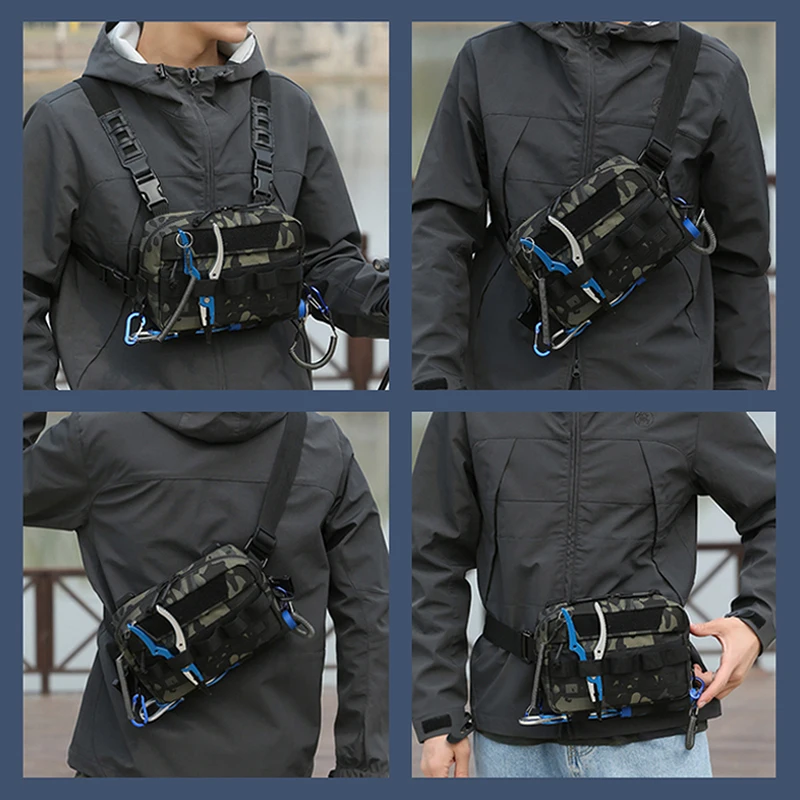 Paquete de pecho táctico, bolsa de utilidad para ciclismo, Camping, bolsa de aparejo, chaleco para pesca, señuelo, senderismo, Kit de reconocimiento, bolso, mochila de cintura para hombro - imagen 3