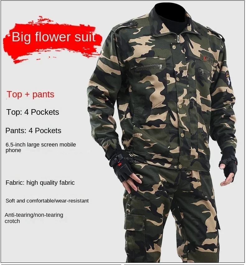 Nueva ropa de trabajo al aire libre, conjunto para hombre, ropa de protección laboral de camuflaje resistente al desgaste y antiincrustante para primavera y otoño - imagen 4