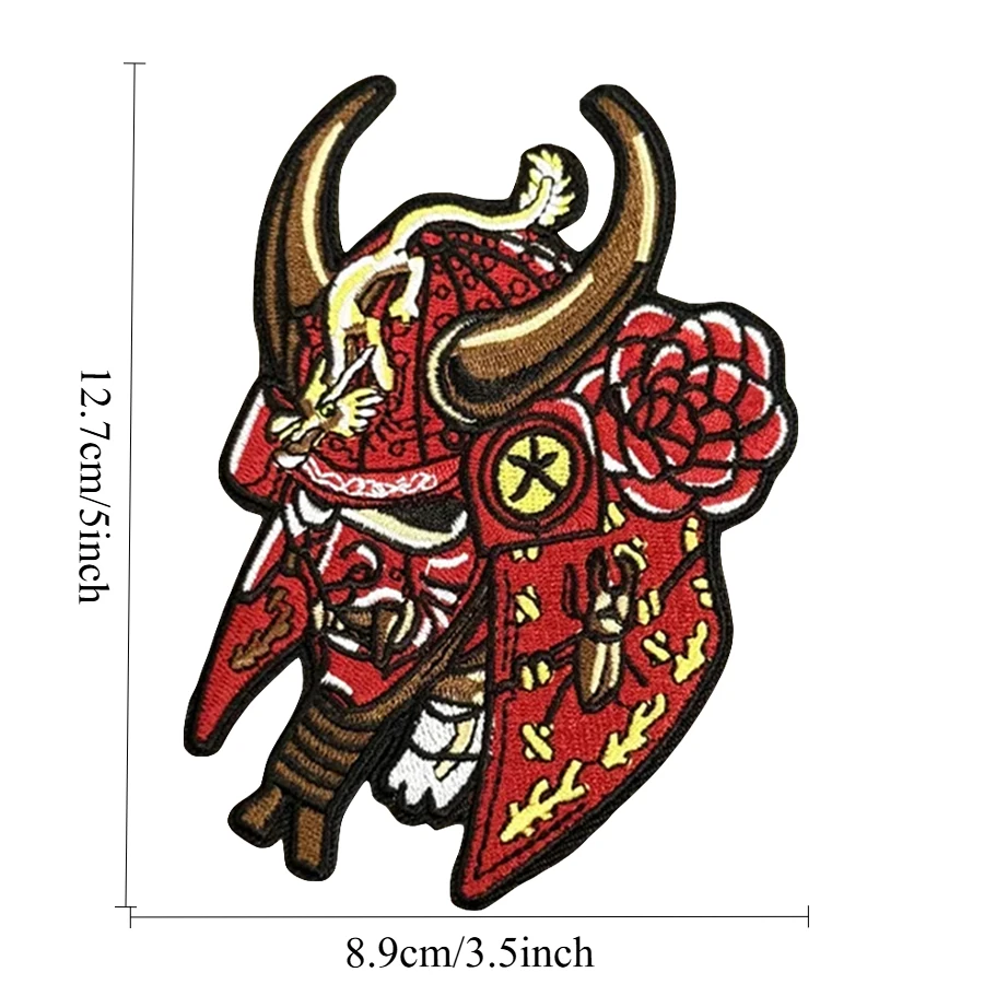 Parche táctico para casco samurái de demonio rojo, brazalete con gancho y bucle bordado, insignia de moral militar, pegatinas para mochila - imagen 2
