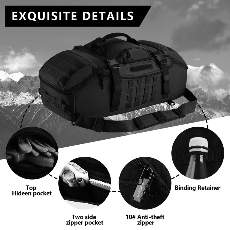 LQARMY 30L 50L 80L bolsa de viaje deportiva Molle mochila táctica gimnasio bolsa de Fitness bolsas de lona grandes para acampar caza pesca - imagen 5