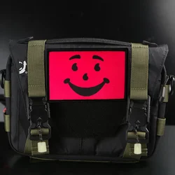 Parche con estampado de cara roja, gancho para chaleco táctico, sombreros Amd Loop, insignia de moral, mochila, pegatinas decorativas, parches para brazalete para ropa