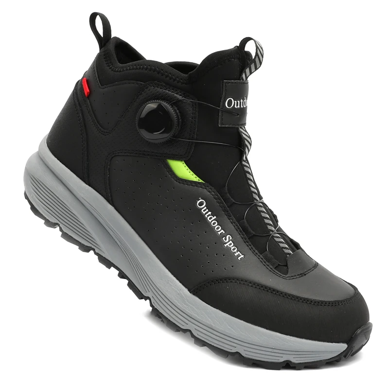 HIKEUP-zapatos de senderismo impermeables para hombre, botas de seguridad para acampar, Escalada, Deportes tácticos negros - imagen 4