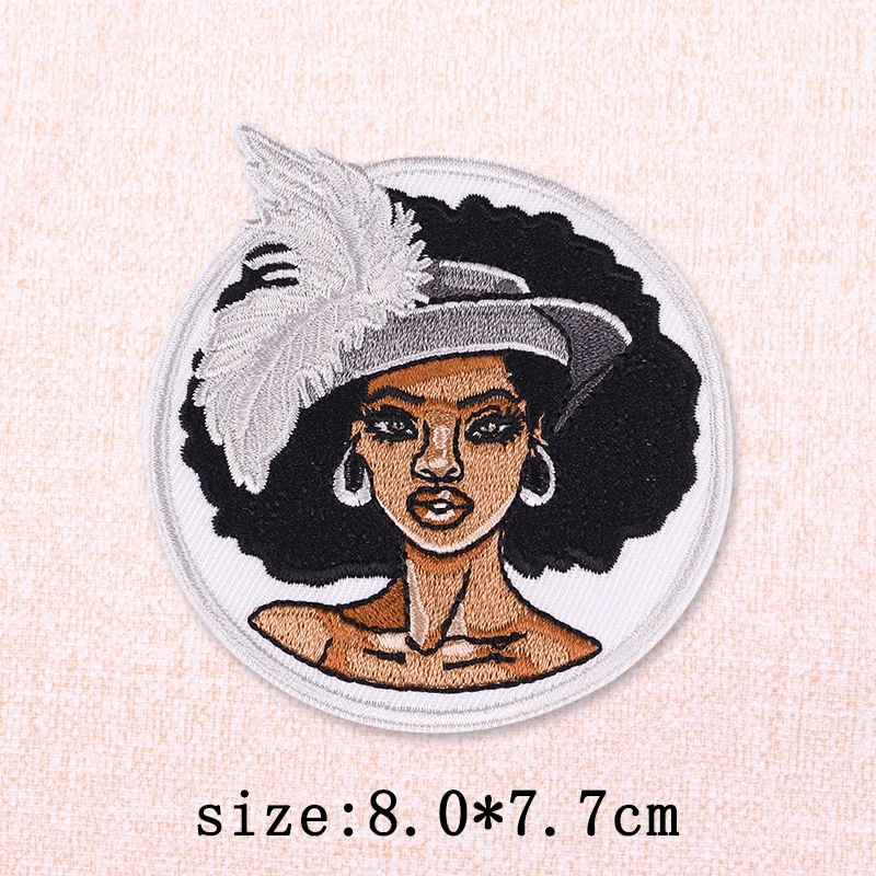 Parche mágico de chica negra, parches bordados para planchar para ropa, parches termoadhesivos para ropa, parche Fusible, apliques decorativos - imagen 3