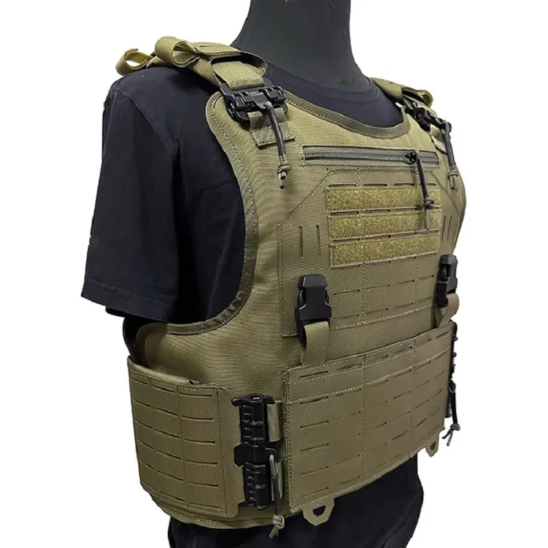 NIJ IIIA-portador de placa de liberación rápida, ligero, corte láser, táctico a prueba de balas, entrenamiento de caza al aire libre, chaleco Molle de seguridad - imagen 5