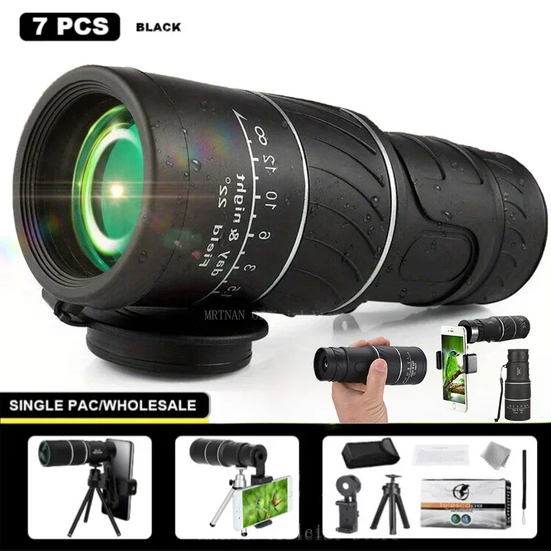 Telescopio Monocular de película verde portátil de alta definición para exteriores 16x52, telescopio de concierto de senderismo con poca luz y alcance HD - imagen 2
