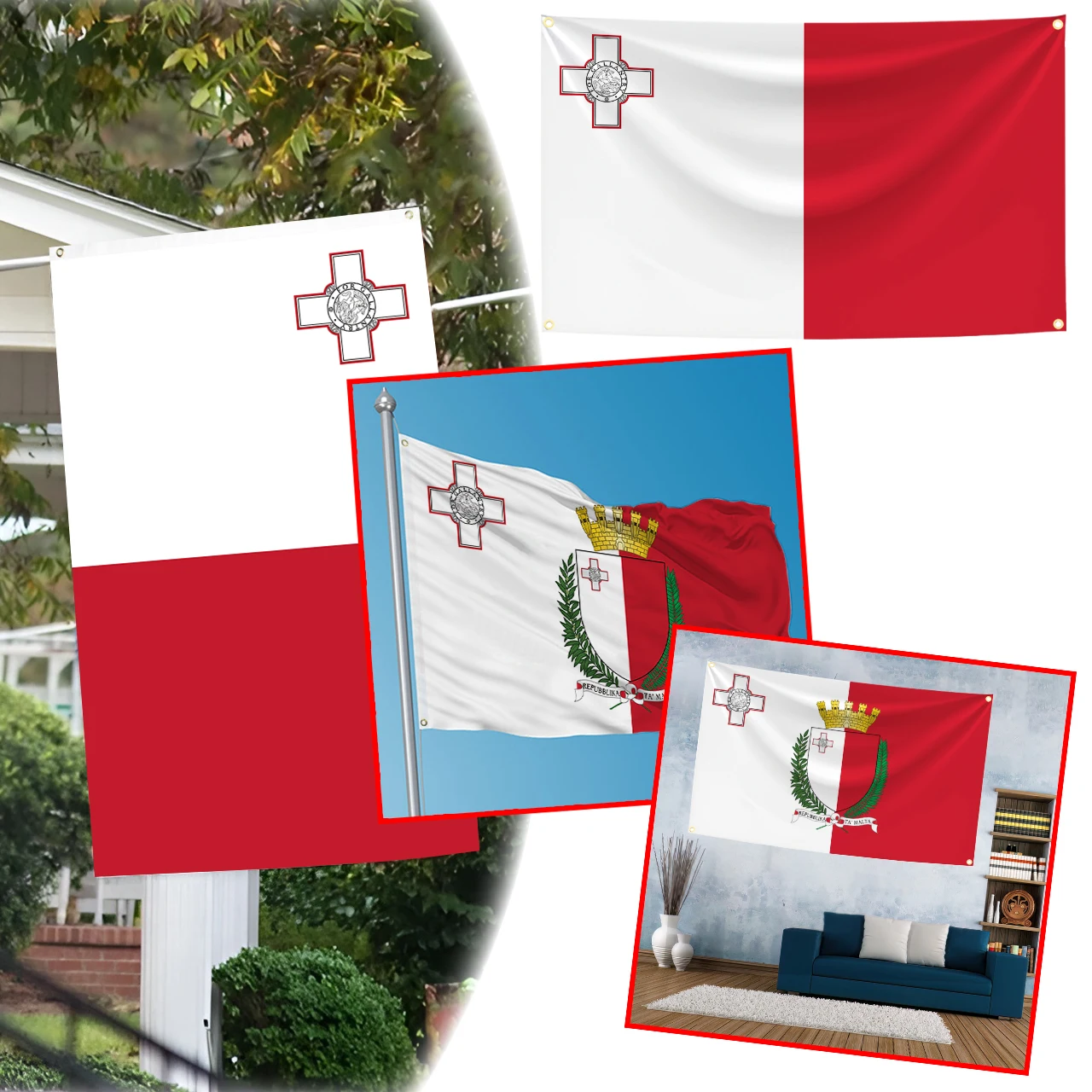 Bandera de Malta Mlt de 90x150cm, banderas con emblema maltés, decoración impresa de poliéster, tapiz de pancarta - imagen 2