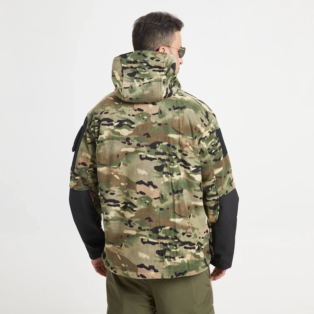 Chaqueta de forro polar para hombre, abrigo táctico de lana con múltiples bolsillos, cremallera completa, a prueba de viento, abrigo de trabajo cálido para exteriores - imagen 3