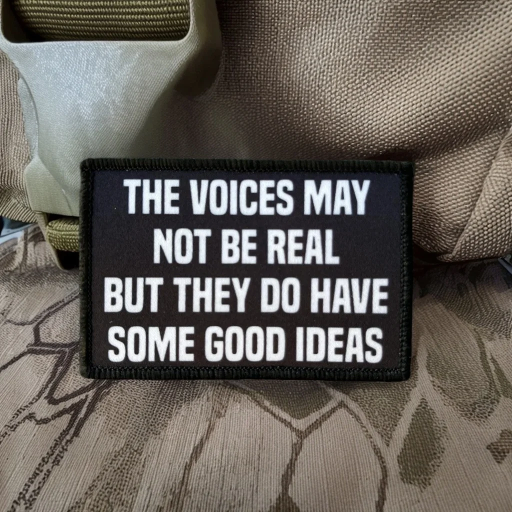 Insignias de moral táctica The Voices in My Head, parches de ganchos y bucle impresos para ropa, pegatinas decorativas para mochila al aire libre - imagen 2
