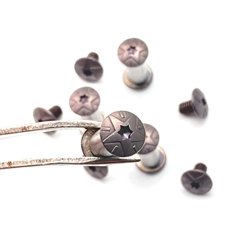 10 unids/lote 416 pares de mangos de cuchillo hechos de acero inoxidable tornillos M4 de bloqueo T8 tuerca Torx cabeza husillo remache de uñas piezas de sujeción de perno