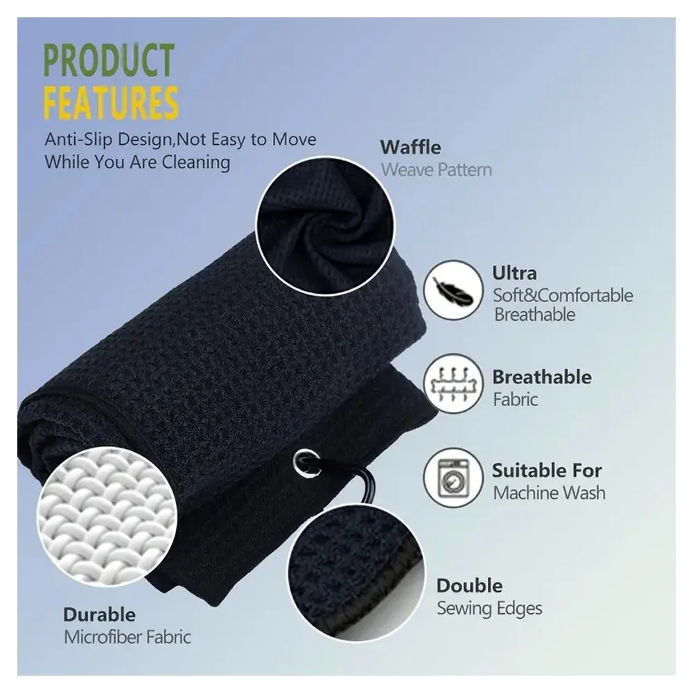 Toalla de Golf de 40x60cm, pelota limpia para palos, divertida microfibra Premium, suave, absorbente, Clip de aluminio bordado, accesorios para bolsas de Golf - imagen 4