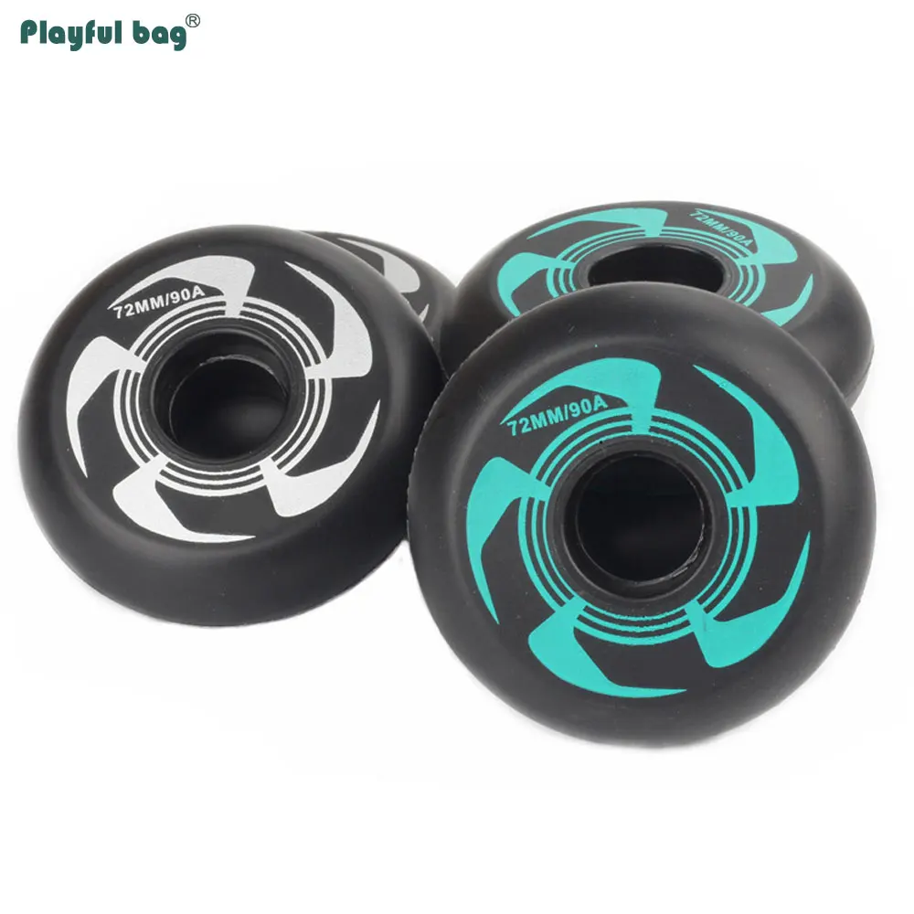 Ruedas de goma PU para zapatos de Skate en línea, 72, 76, 80MM, 90A, con rodamientos de ABEC-9, accesorios muy elásticos resistentes al desgaste AMB290 - imagen 4