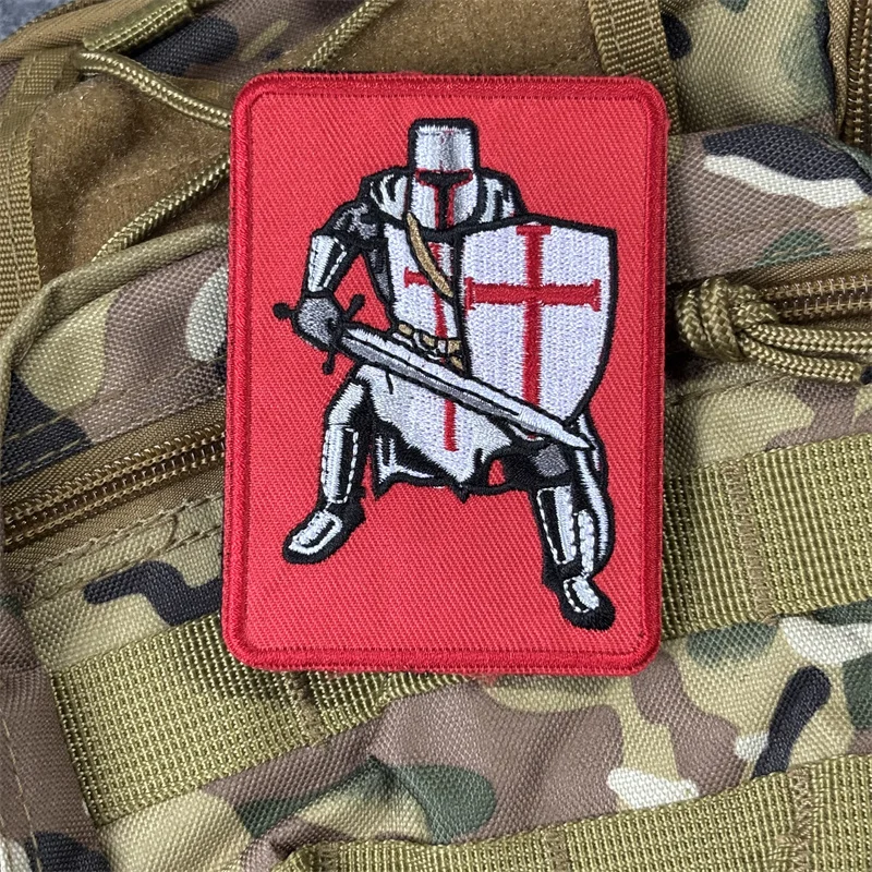Parche bordado militar táctico "Crusader Knight", insignias de moral con gancho, parches para ropa, pegatinas para mochila - imagen 2