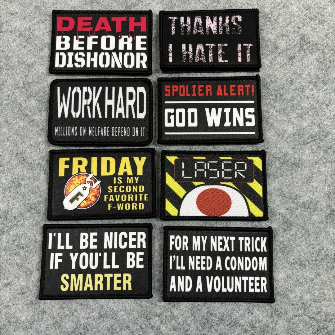 Parche táctico Death Before Dishonor, parche estampado divertido, Spolier God Wins Hook & Loop, insignia de moral militar, brazalete, pegatinas para mochila