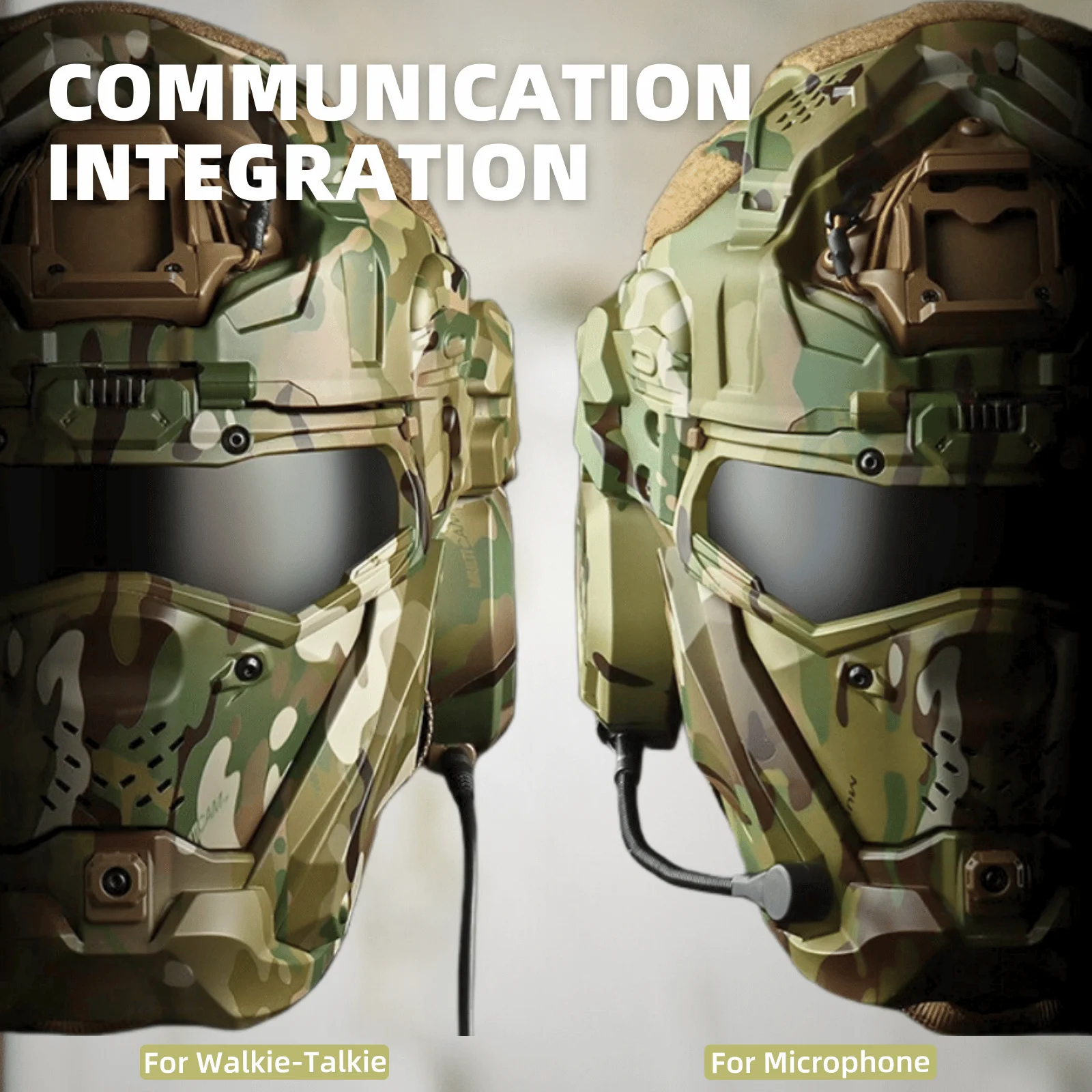 Casco Assault II Airsoft de cara completa, casco táctico con auriculares HD, ventilador antiniebla, 2 pares de lentes, máscara abatible para CS al aire libre - imagen 4