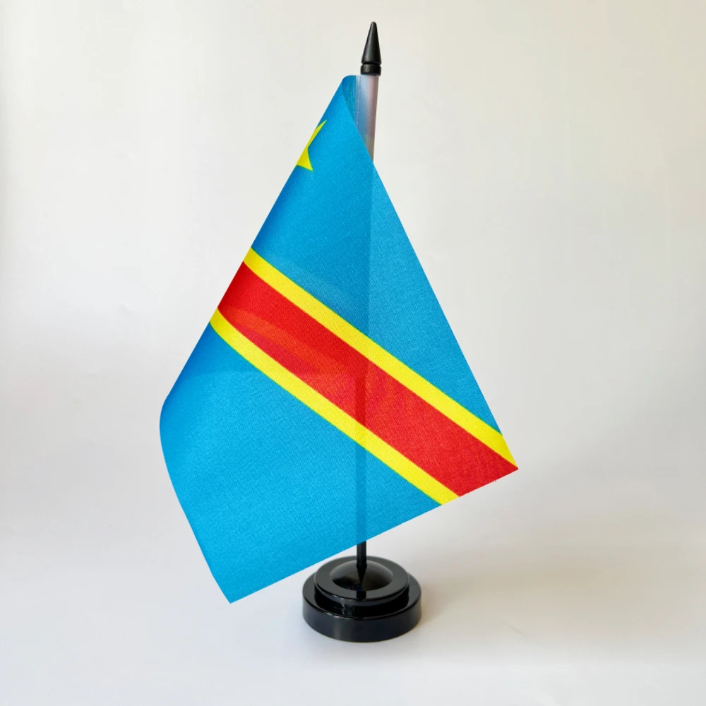 Bandera de escritorio de oficina de 14x21cm, bandera del Congo, bandera colgante nacional de la República del Congo, pancarta colgante estándar