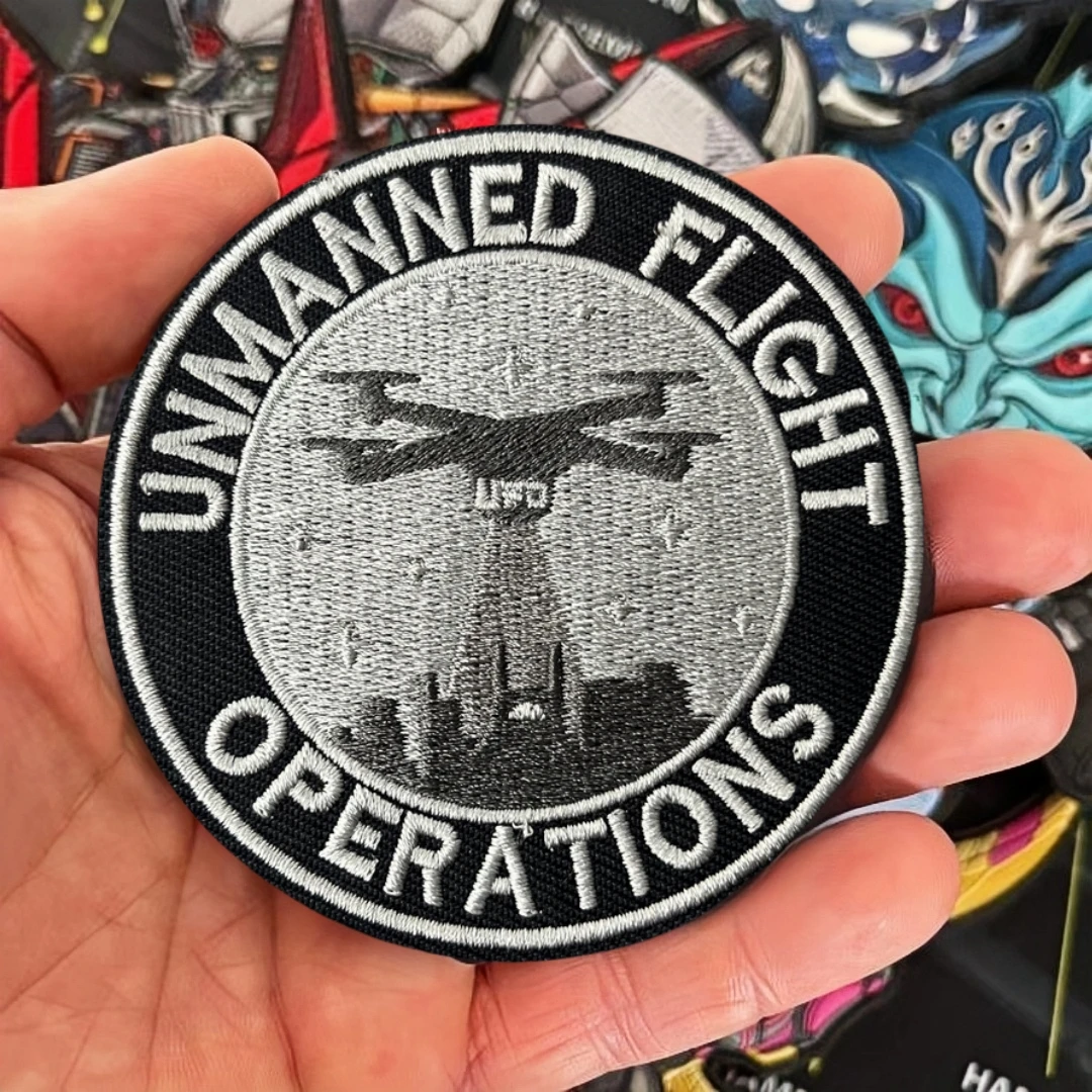 Parche táctico de moral de Dron OVNI, brazalete militar, parches de gancho y bucle bordados de extraterrestre Xfiles para ropa, pegatina para mochila