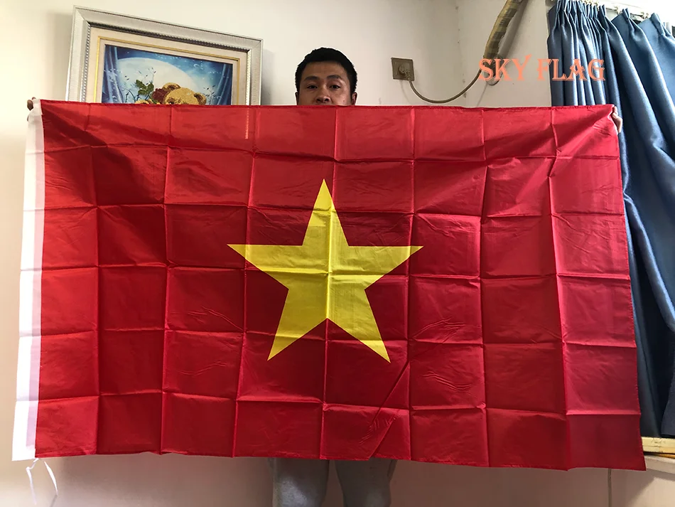 SKY FLAG Bandera de Vietnam 3x5 pies 90x150 cm poliéster doble cara impresa bandera del país de Vietnam bandera nacional