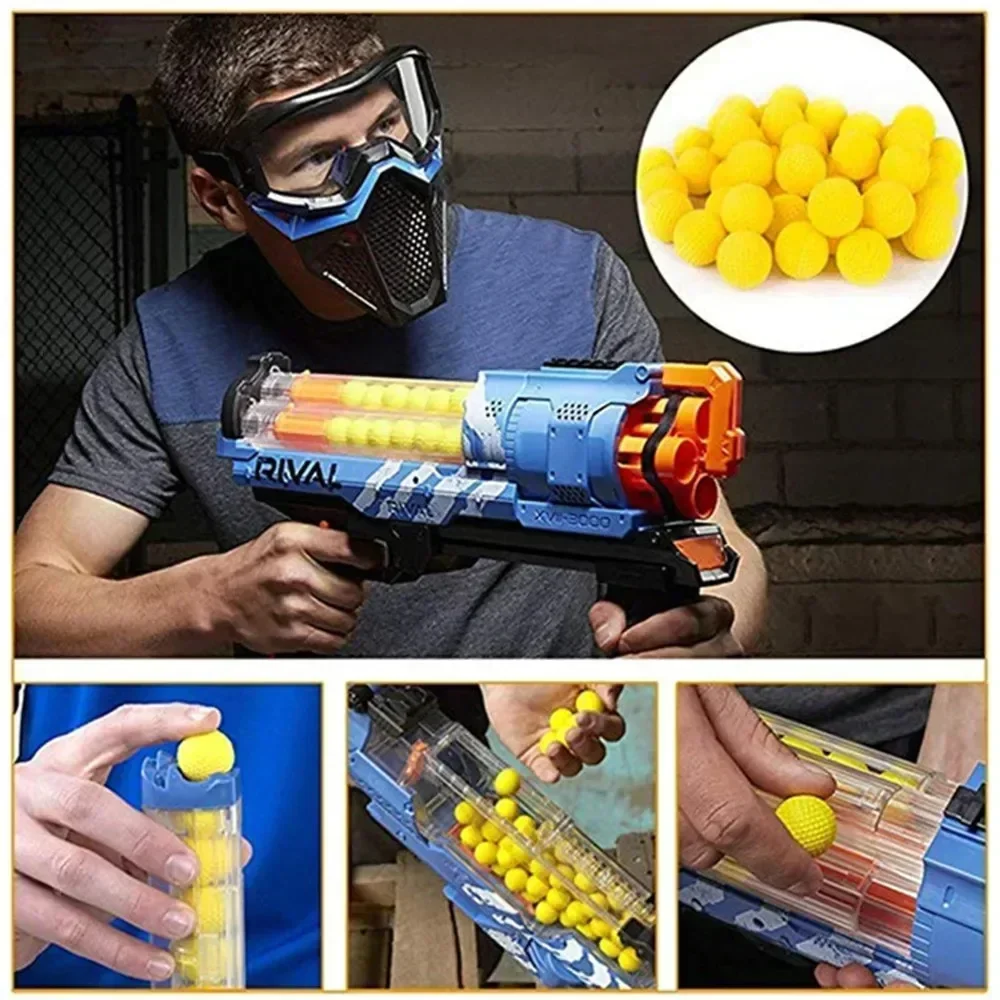 25/50/75/100 Uds PU Ellow Bullet Nerf Rival repuesto dardos pistola de juguete balas redondas pistola de juguete bola dardo para arma Nerf Rival Apollo Zeus - imagen 5