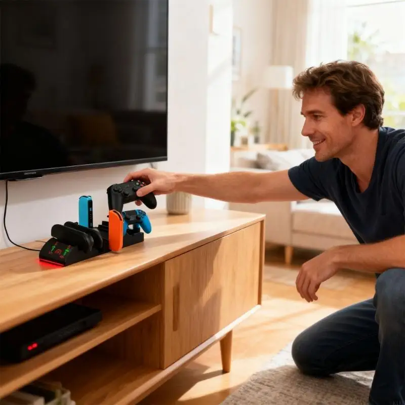 Base carga universal para juegos para NS2PRO compatible con 4 5 controladores con indicadores potencia individuales K1KF - imagen 3