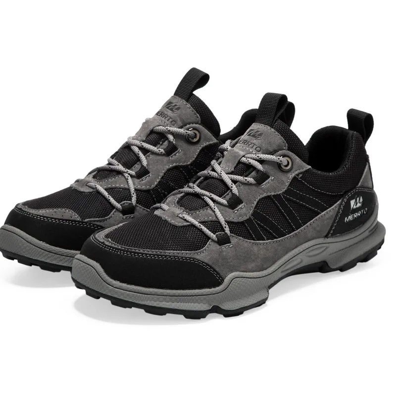 MERRTO-zapatos de senderismo de cuero de vaca para hombre, zapatillas transpirables para senderismo, trotar, gimnasio, deportes al aire libre, entrenadores de malla, zapatillas informales - imagen 4