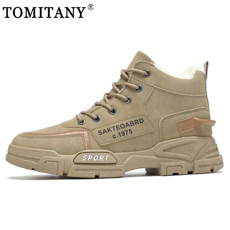 Botas de seguridad para el trabajo para hombre, botas de nieve con plataforma gruesa de terciopelo para invierno, zapatos informales cálidos con protección impermeable para exteriores - imagen 3