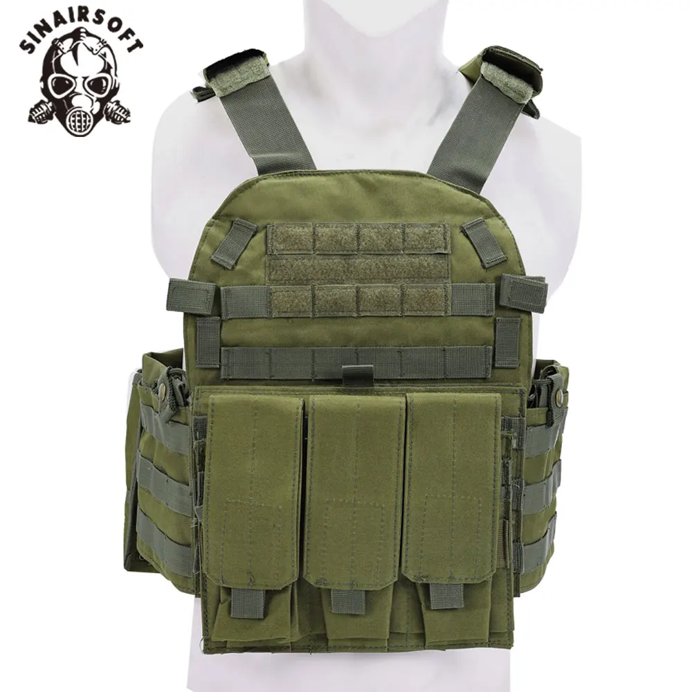 SINAIRSOFT-Chaleco táctico de nailon, armadura corporal, portador de caza, equipo Airsoft, chaleco MOLLE de combate, chaleco portador de placa de camuflaje
