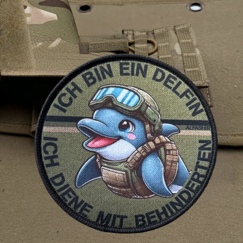 Parche con estampado de delfines de Anime, chaleco táctico, sombreros con gancho y bucle, insignia de moral, mochila, pegatinas decorativas, parches para brazalete para ropa - imagen 5