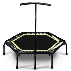 Trampolín fitness pliable silencioso de bajo impacto con asas para casa