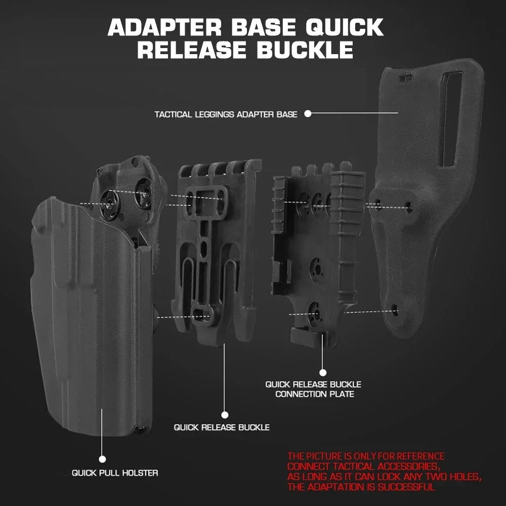 Adaptador de montaje de funda de correa de pierna táctica, Kit de sistema de liberación rápida para Kydex Glock QLS 19 22, funda de pistola de caza - imagen 5