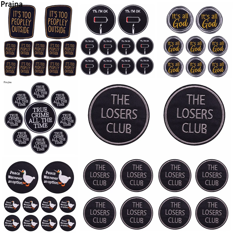 Parche bordado de letras negras para ropa, Parche de lenguaje positivo, parches para planchar, logotipo de letras, bricolaje, 10 piezas por juego