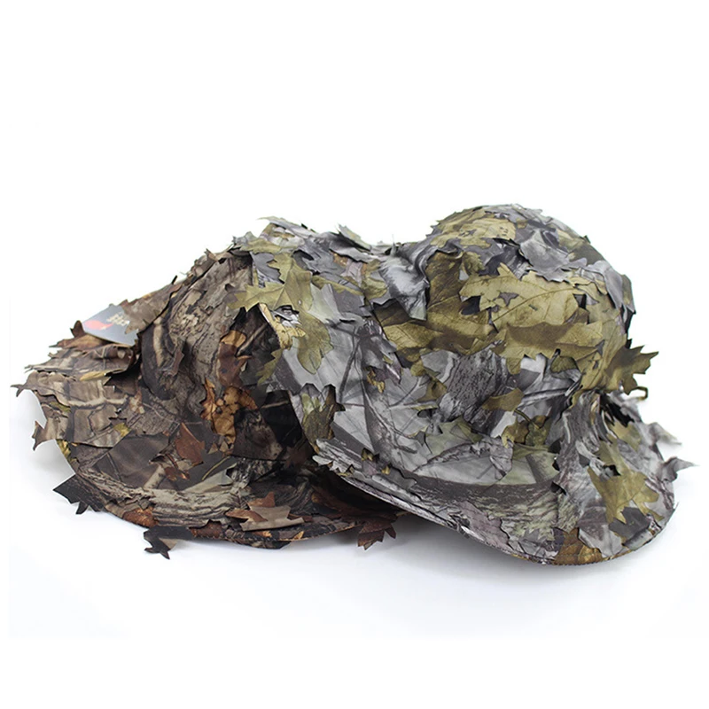 Sombreros Boonie de camuflaje para hombre, gorra táctica Ghillie de camuflaje, 3D, hojas, cazador, francotirador, gorra de béisbol, sombrilla de pesca, accesorios de caza - imagen 5