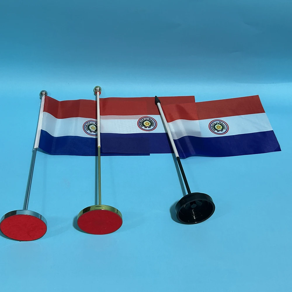 BANDERA SKY, bandera de escritorio de oficina, bandera de Paraguay, 14x21cm, adornos de escritorio de poliéster, banderas, pancarta nacional de Paraguay - imagen 2