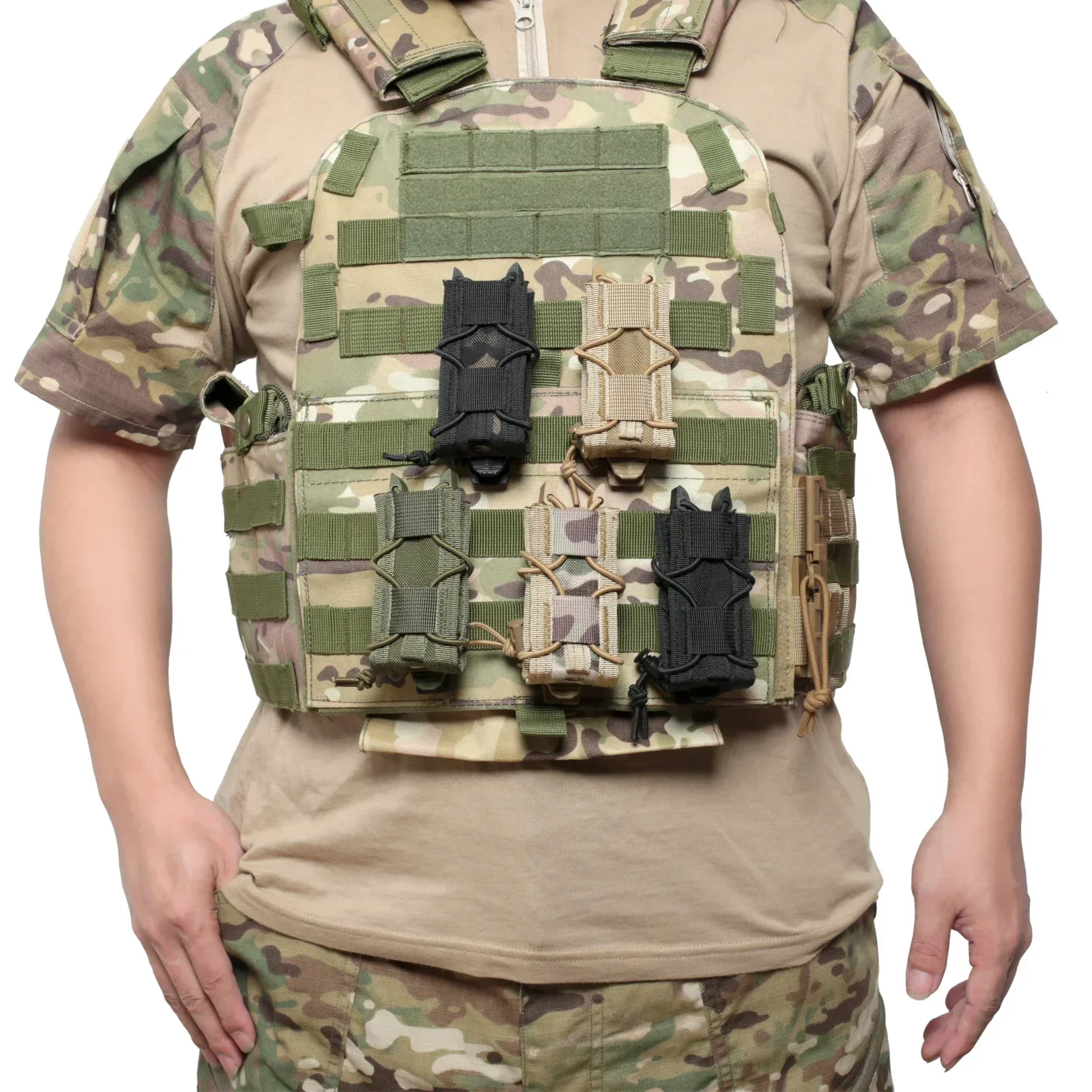 Bolsa táctica para revista individual de 9mm, riñonera Molle para pistola Mag, soporte para linterna de caza y senderismo al aire libre, funda para cuchillo EDC - imagen 2