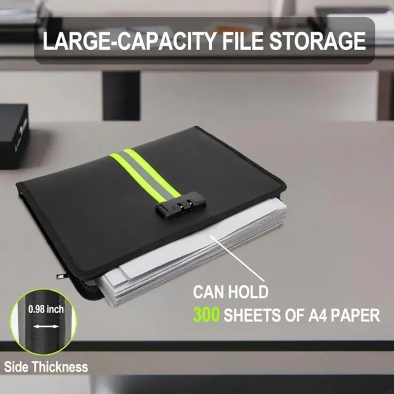 Bolsa documentos no inflamable con gancho para código acceso, Plan Impermeable, almacenamiento con múltiples para efectivo - imagen 4