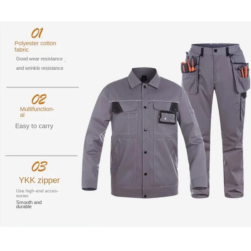 Nuevos monos de trabajo para hombres, ropa de trabajador de seguridad con tiras reflectantes, uniformes 5XL, monos de protección de seguridad para reparación de automóviles, carga - imagen 5