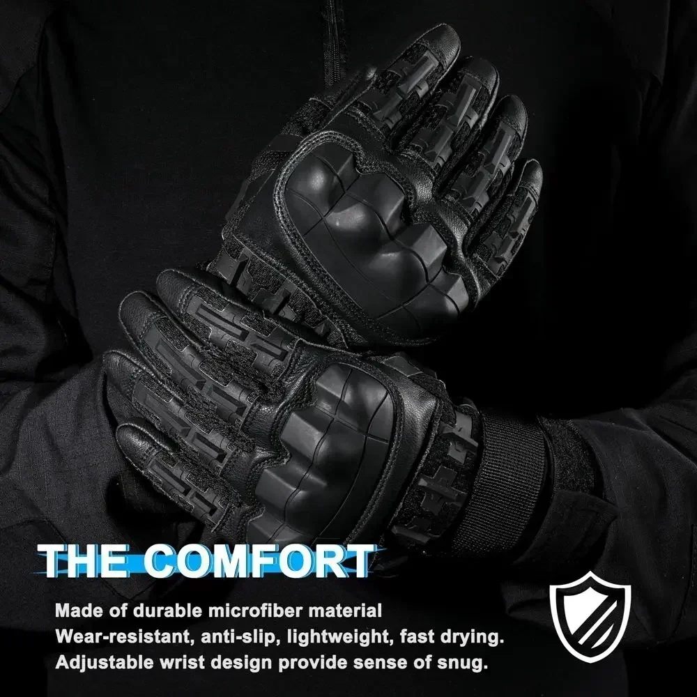 Guantes tácticos con dedos completos para pantalla táctil, equipo protector de cuero para combate, Paintball, Airsoft, caza, tiro, motocicleta, hombres y mujeres - imagen 4