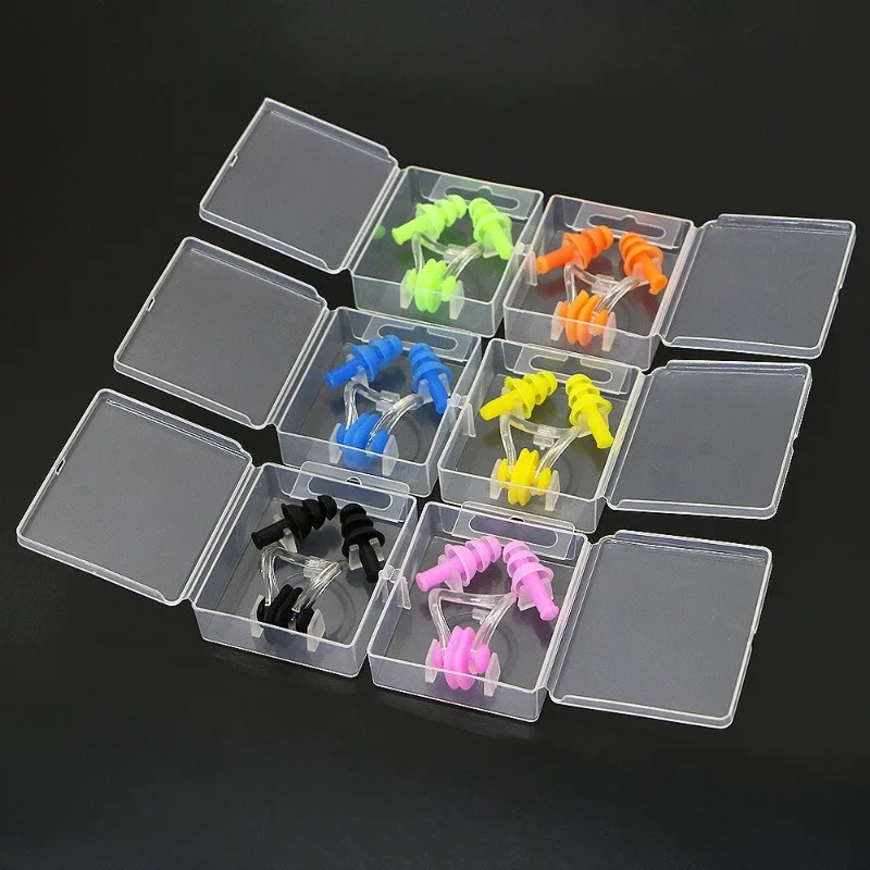 Juego de tapones para los oídos con clip para la nariz para natación, silicona profesional de tres capas, impermeable, antideslizante y antiasfixia, obstrucción de la nariz, sw para adultos