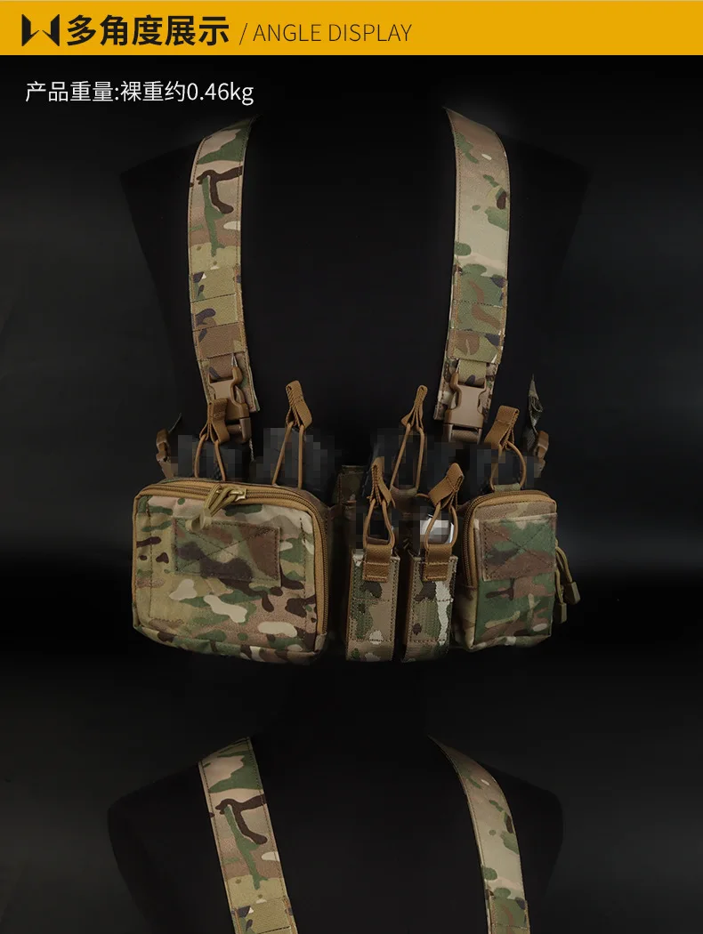 WOSPORT-chaleco táctico D3CHR 242ACD cuádruple, 556, 9MM, ligero, multifuncional, bolsillo para el vientre, eslinga para el pecho - imagen 5