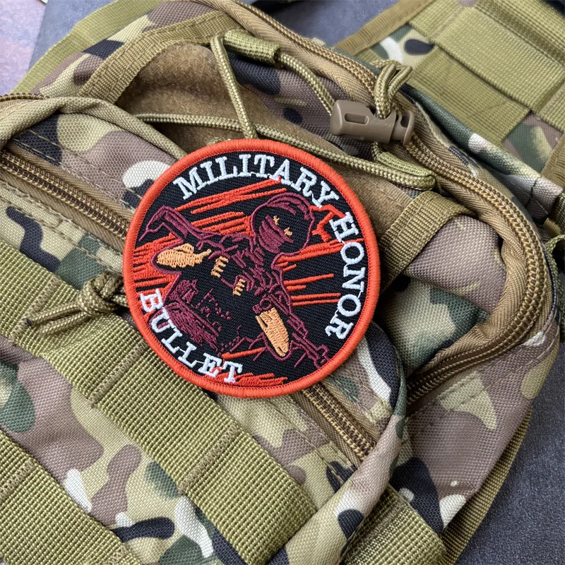 Parche impreso de soldado militar para ropa, insignia de moral, parches tácticos con gancho, accesorios para mochila, pegatinas