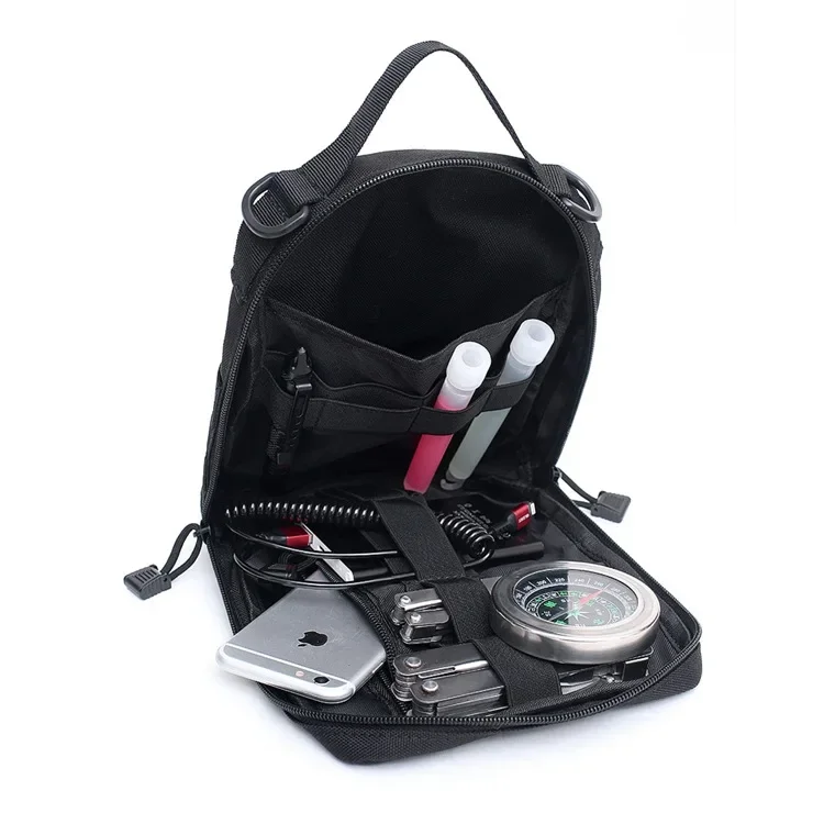 Bolsa táctica Molle, Kit médico, bolsa de almacenamiento, organizador de dispositivos de utilidad, bolsas de equipo EDC de caza con ganchos de anillo en D - imagen 4