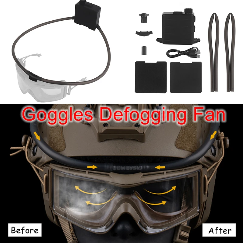 Gafas tácticas antiniebla, máscara de esquí antivaho, Kit desempañador de ventilador para tiro Airsoft, gafas de Motocross