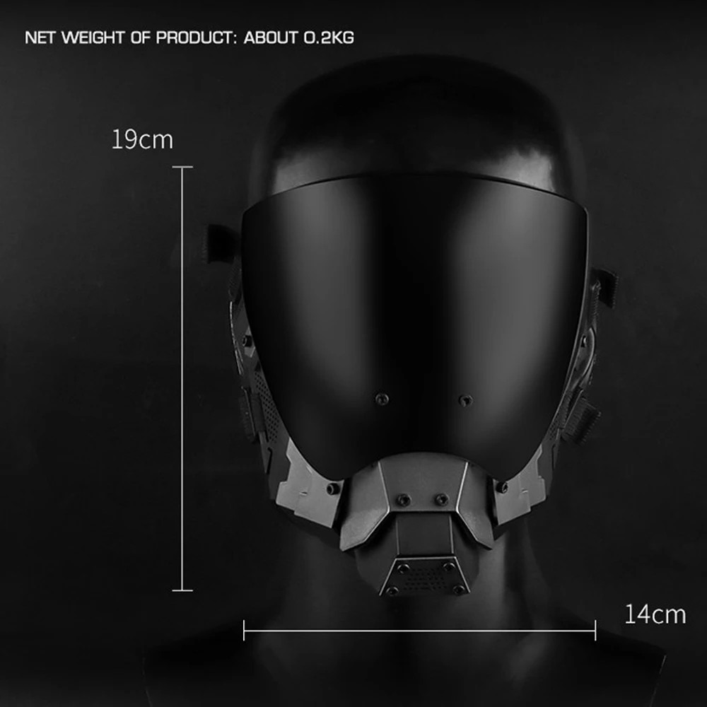 Máscara de comandante táctico Cyberpunk, máscara protectora de cara completa para Paintball Airsoft, equipo de lente antiniebla desmontable de doble cara - imagen 3