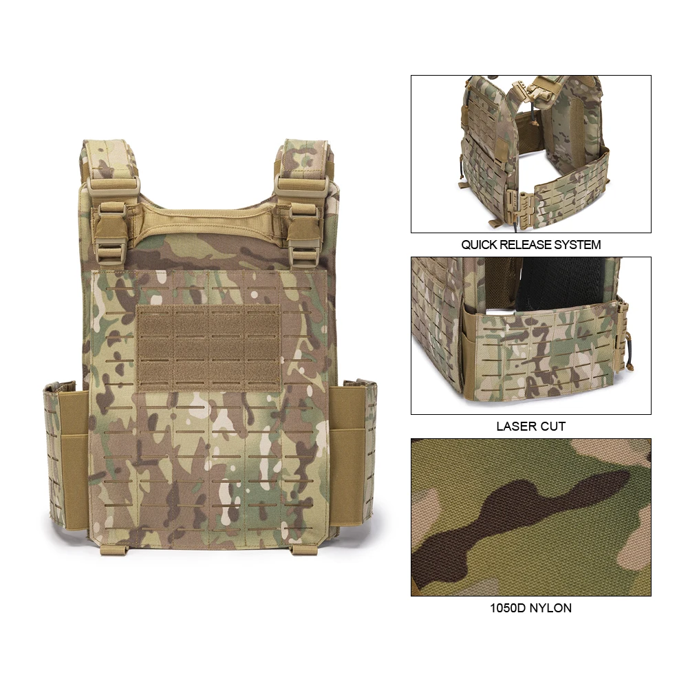 Nylon 1000d, chaleco Tactico Colete, Multicam, compatible con placa de 25x30cm, portador de placa, estilo Molle, para caza al aire libre - imagen 5