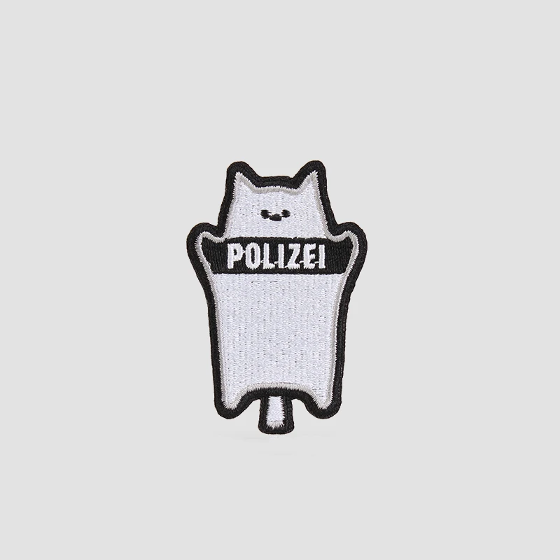 Lindo parche táctico bordado de animales de POLIZEI para ropa y mochilas diseños de gatos siameses y Sanhua en negro, blanco y gris - imagen 2