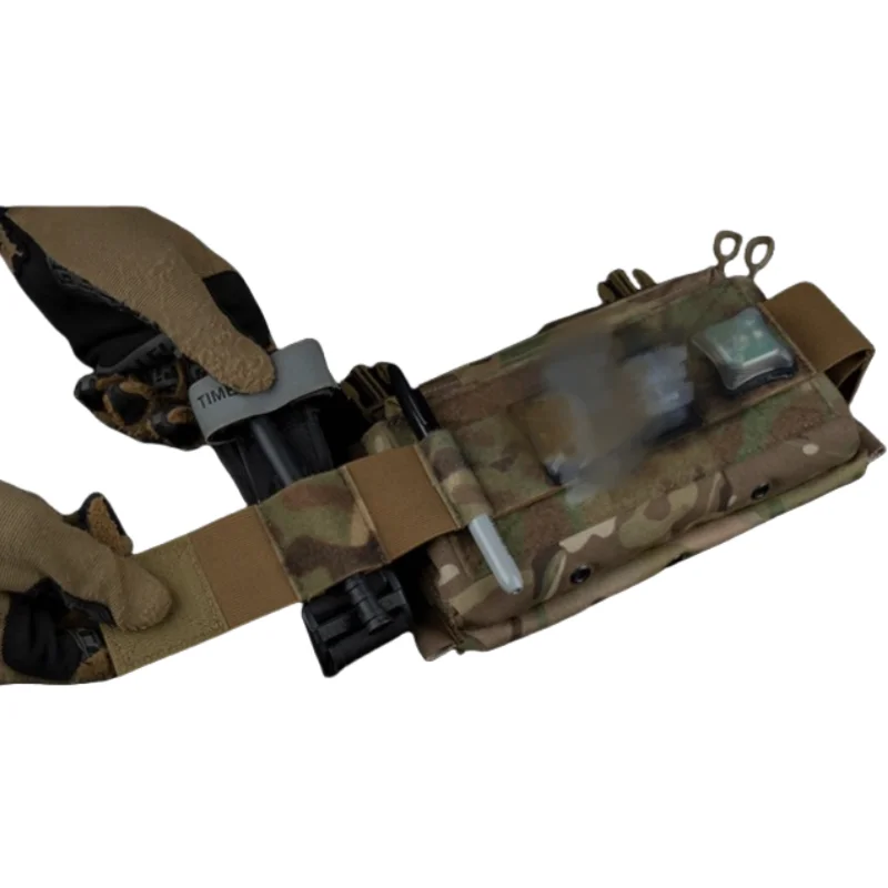 Correa de extensión para plataforma de pecho MOLLE |   Percha elástica ajustable para equipo al aire libre |   Sistema de conexión de gancho y bucle DIY - imagen 5