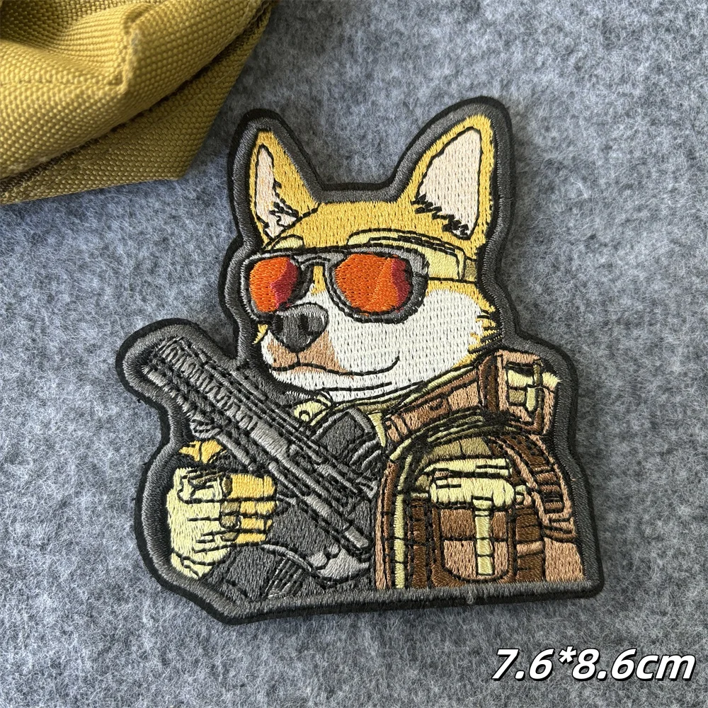 Parches bordados de perro para gafas de sol, calcomanías divertidas con emblema de velcro, insignia de moral militar, brazalete, pegatinas para ropa - imagen 5