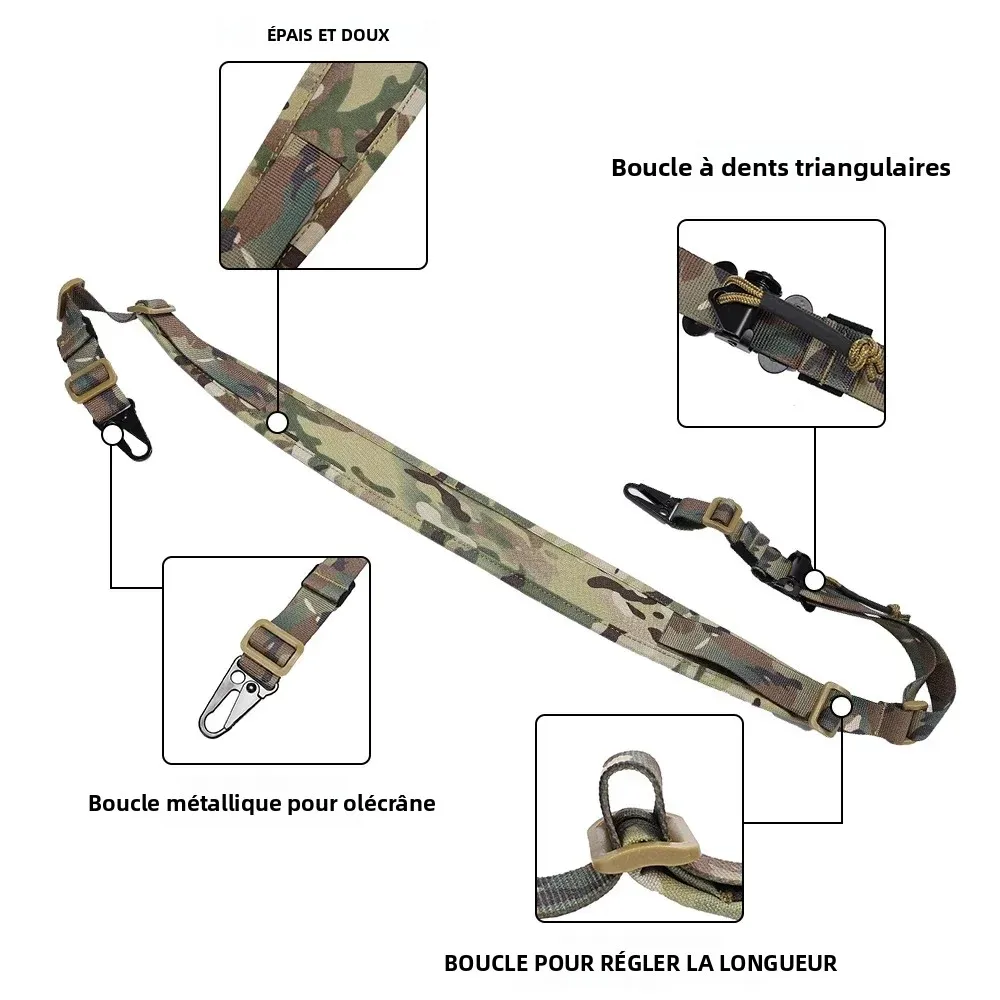 SINAIRSOFT – écharpe tactique pour fusil de chasse, amovible, rembourrée à 2 points, équipement de tir modulaire de Combat, sangle, accessoires Airsoft - imagen 4
