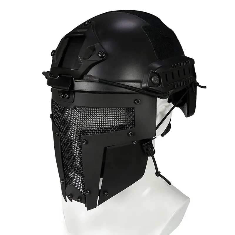 Máscara protectora táctica para caza, máscara protectora de cara completa de malla de acero, para Airsoft, Paintball, esgrima de tiro, CS, casco de protección para juego Sparta - imagen 4